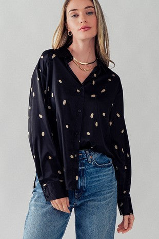 Black brush stroke blouse