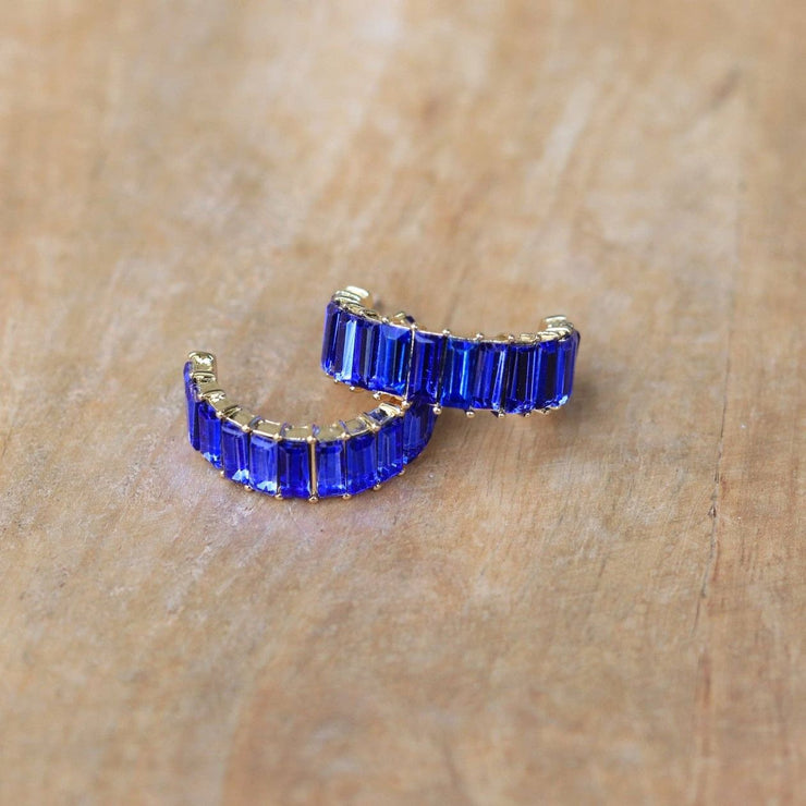 Cobalt Crystal Hoops