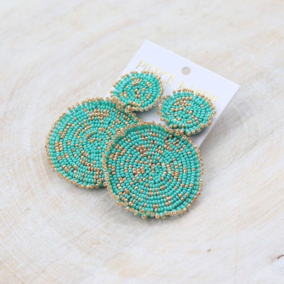 Mint and Gold Disc Earrings