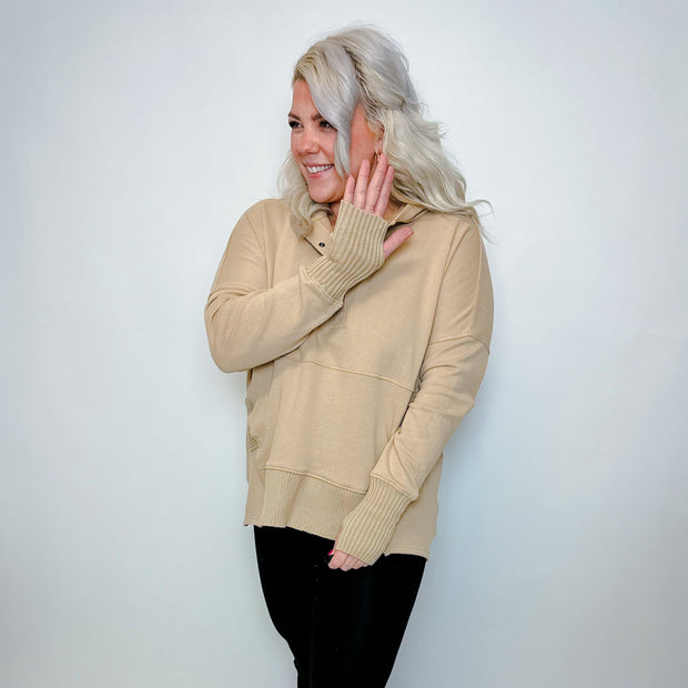 French Terry Oversized Hoodie-Pink