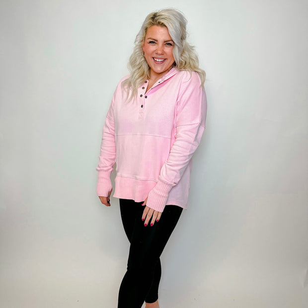 French Terry Oversized Hoodie-Pink