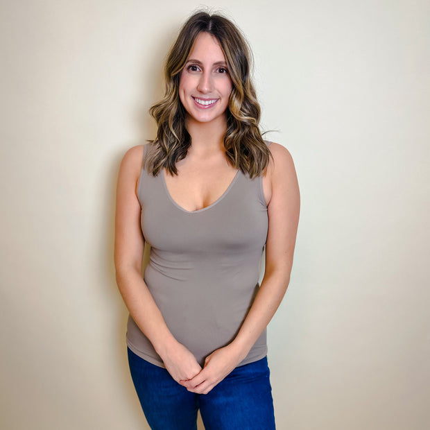 Reversible Seamless Tank Top- Mocha