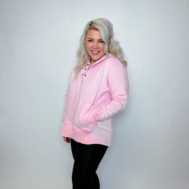 French Terry Oversized Hoodie-Pink