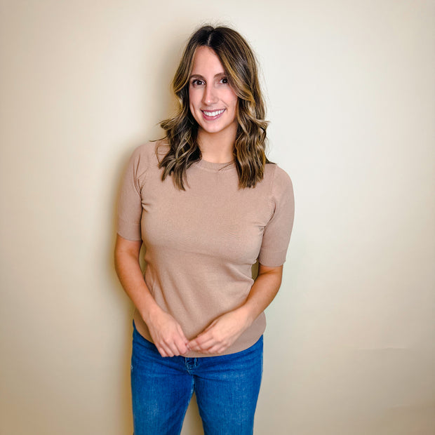 Short Sleeve Sweater Top - large
