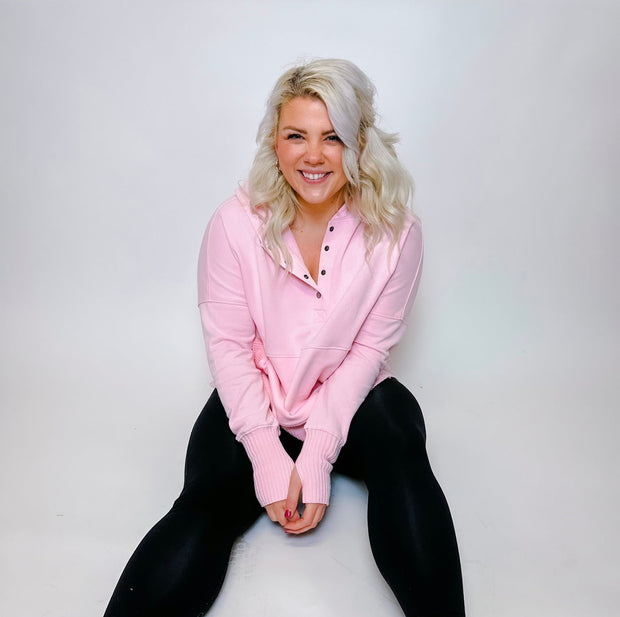 French Terry Oversized Hoodie-Pink