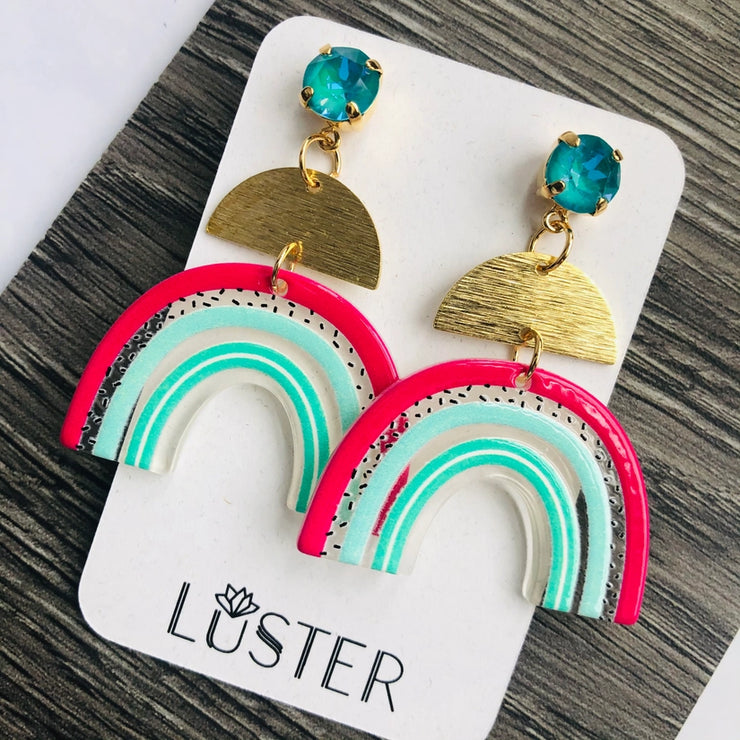 pink rainbow earrings